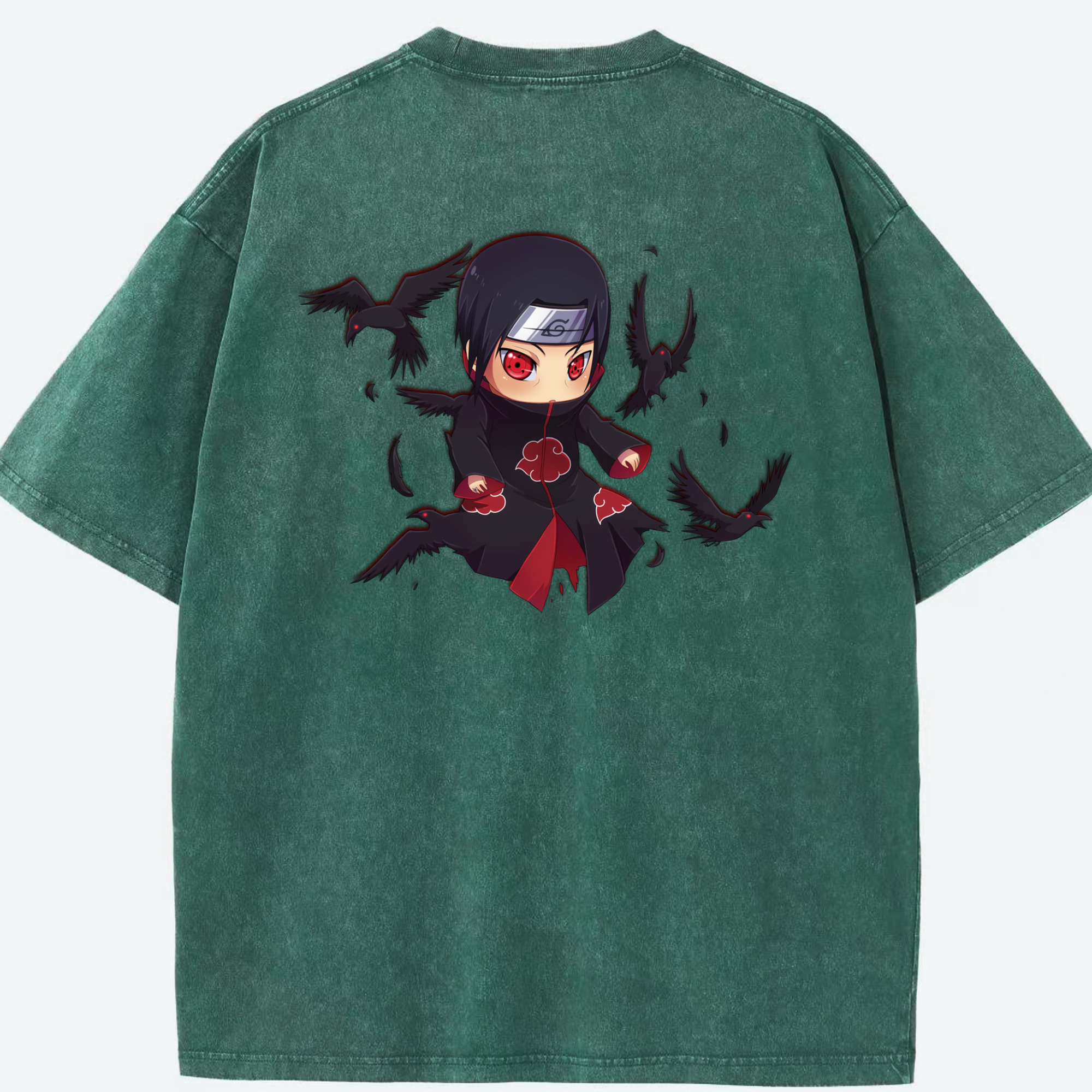 （画像用） NARUTO -ナルト- うちは イタチ Uchiha Itachi 綿100% ヴィンテージ風 半袖Tシャツ（背面プリント）